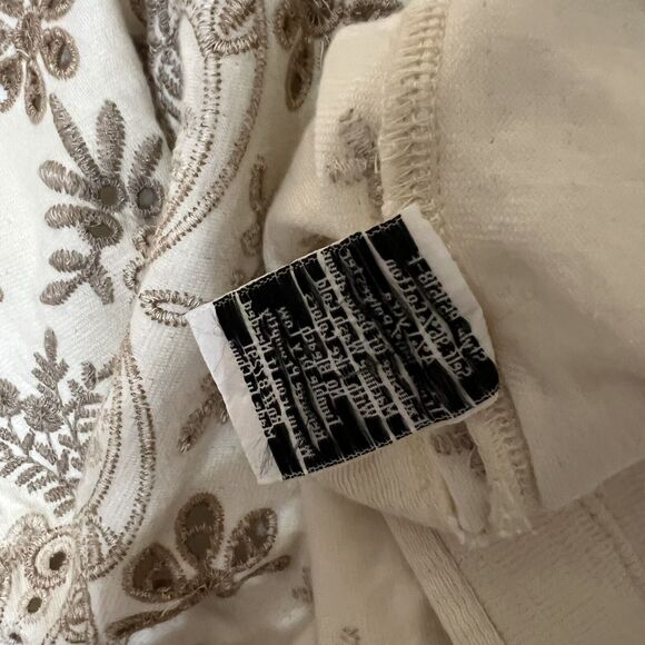 Johnny Was NEW Floral Embroidered Open Cardigan Jacket Cream Sz S Eyelet 3/4 slv - Picture 7 of 7